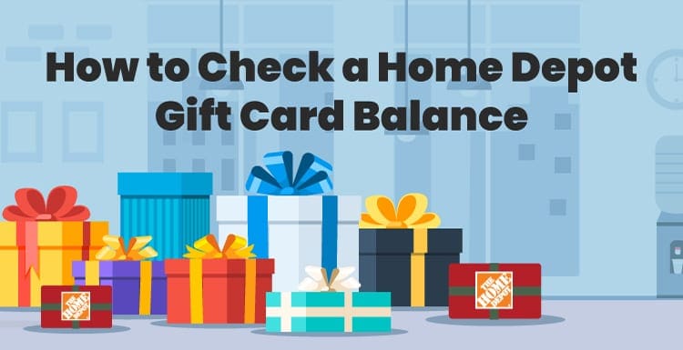 How to Check a Home Depot Gift Card Balance featured image showing gifts and a home depot gift card in graphical form