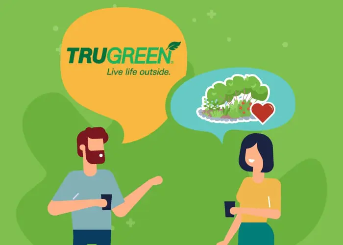 Person thinking in her head that she loved Trugreen after speaking to a graphic version of an acquaintenance