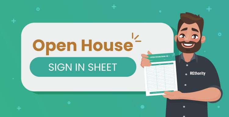 Featured image titled Open House Sign in Sheet featuring a guy in a REthority shirt holding such a sheet in his hand