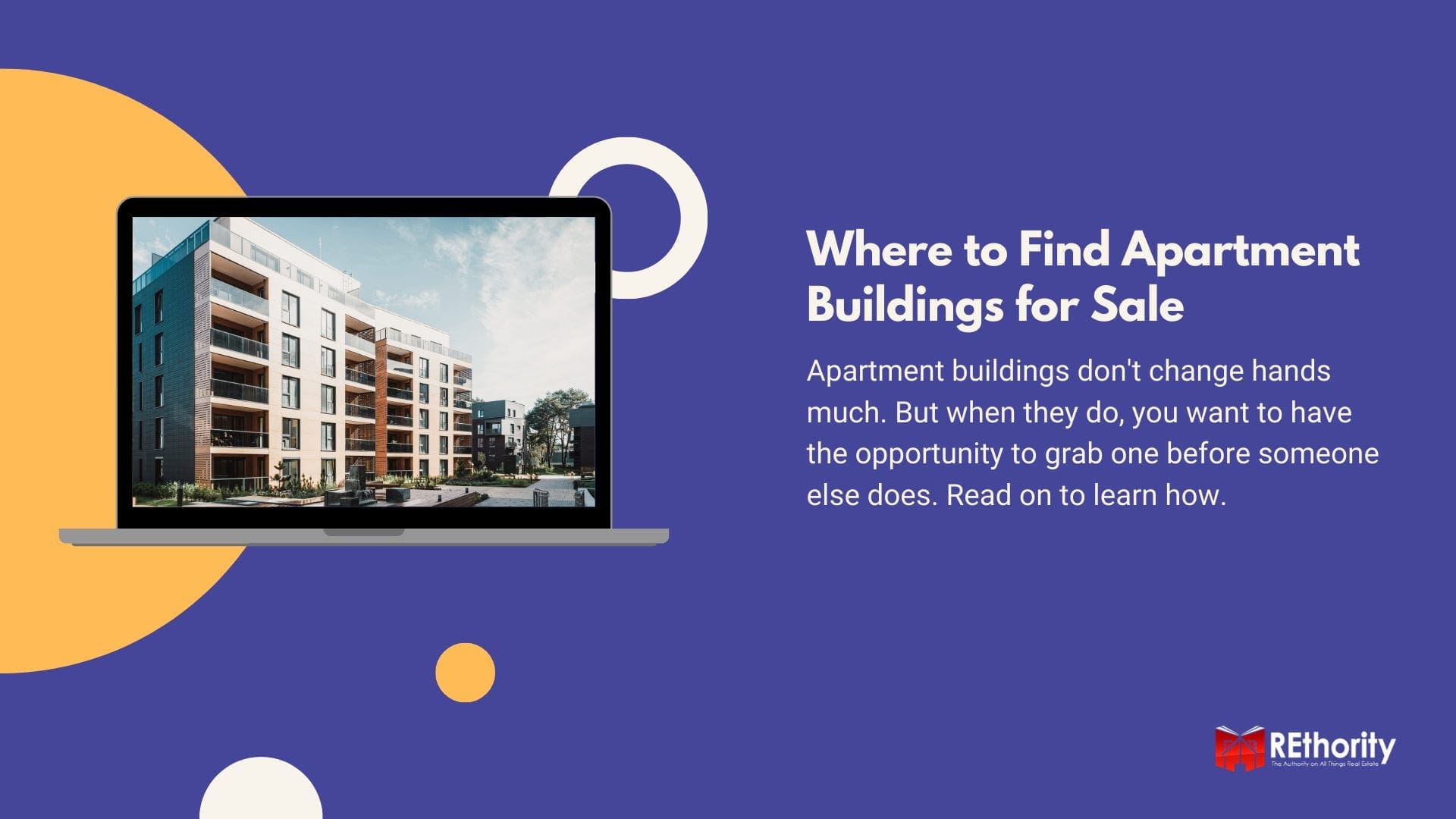 Graphic explaining how to find apartment buildings for sale