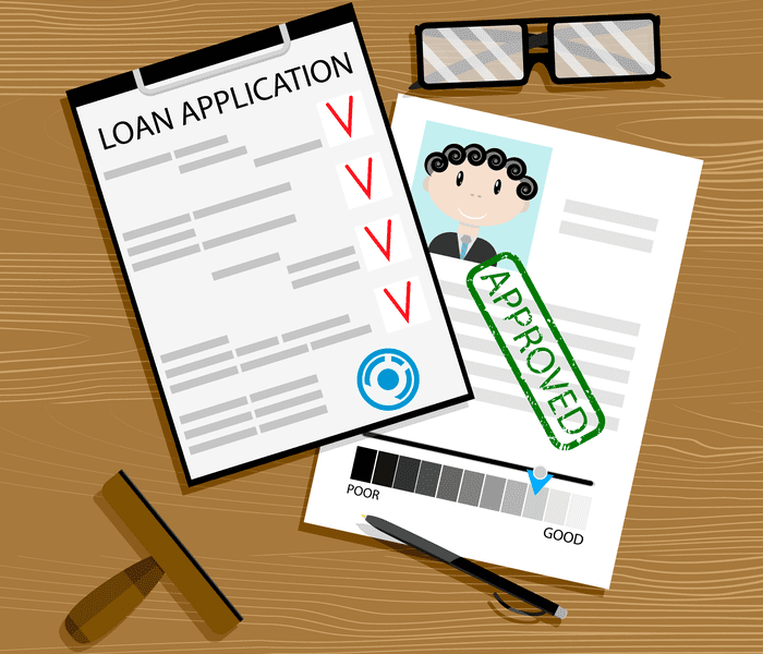 Loan application approved. Mortgage approval, loan concept, vector car loan approved illustration for an editorial article on how to get a home loan