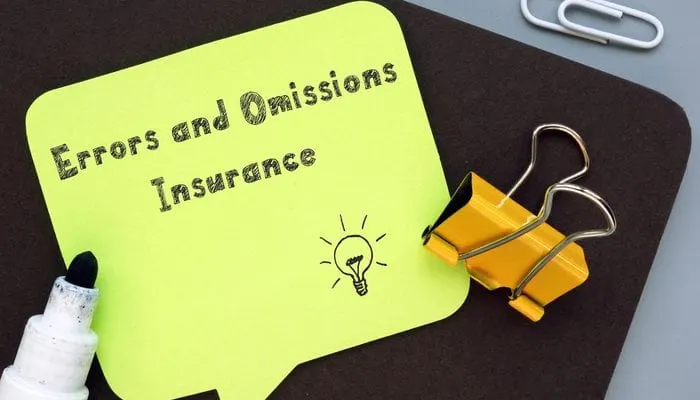 Errors and Omissions Insurance E&O sign on the piece of paper.