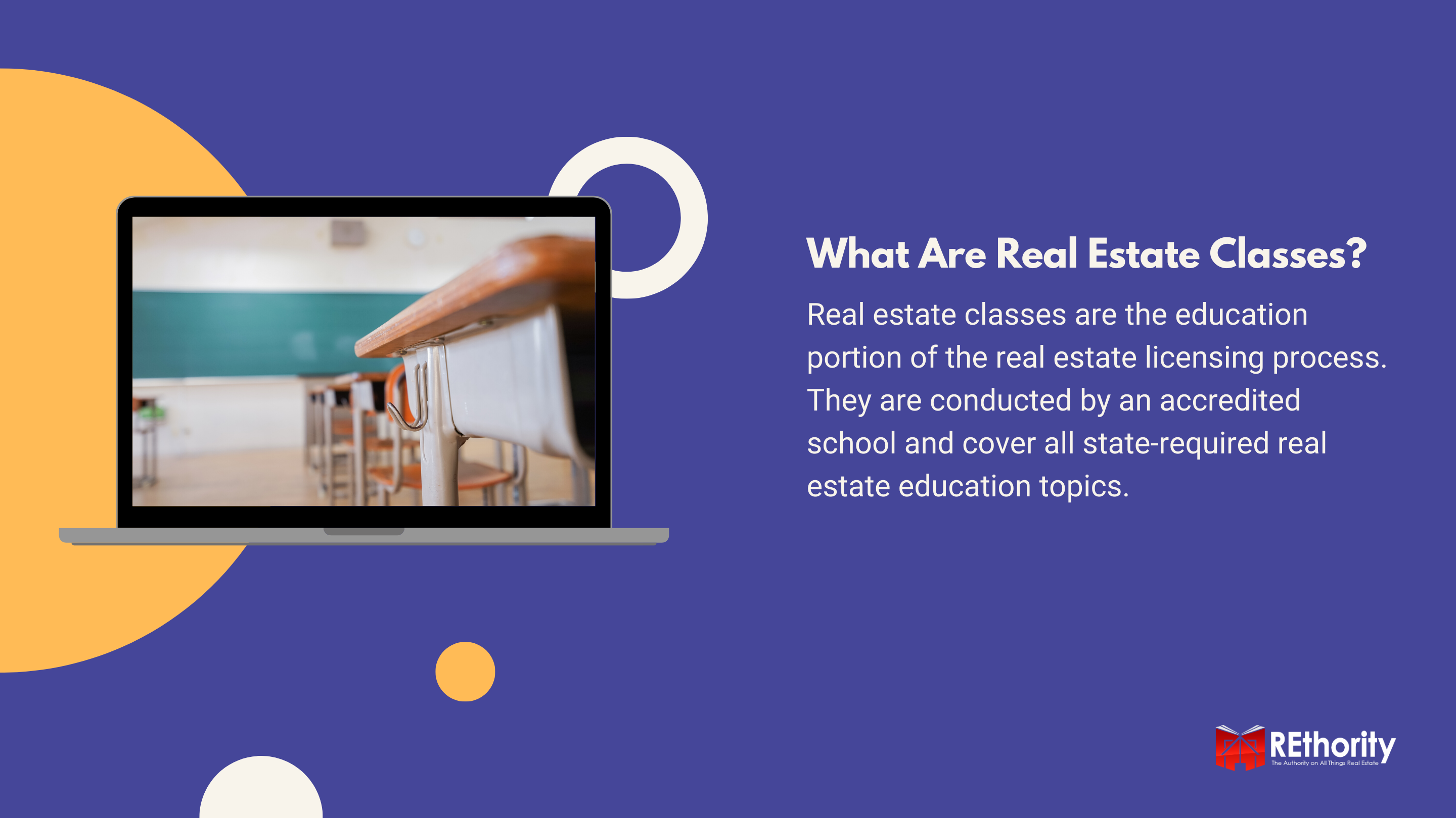 Graphic explaining real estate classes against a blue background