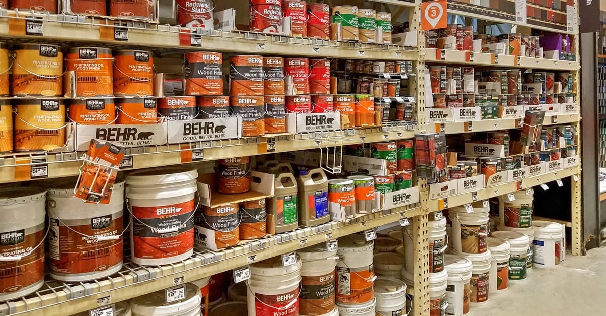 Home Depot retail store, paints and stains department, Danvers Massachusetts USA, May 5, 2018