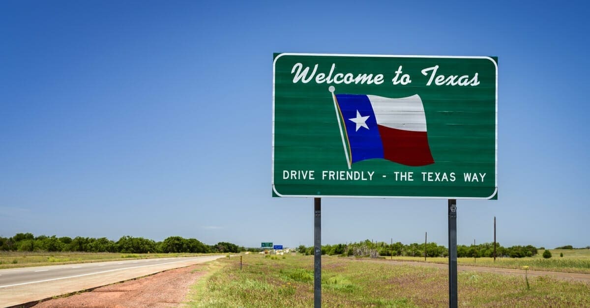 Photo of a road sign welcoming drivers to Texas as the editorial piece