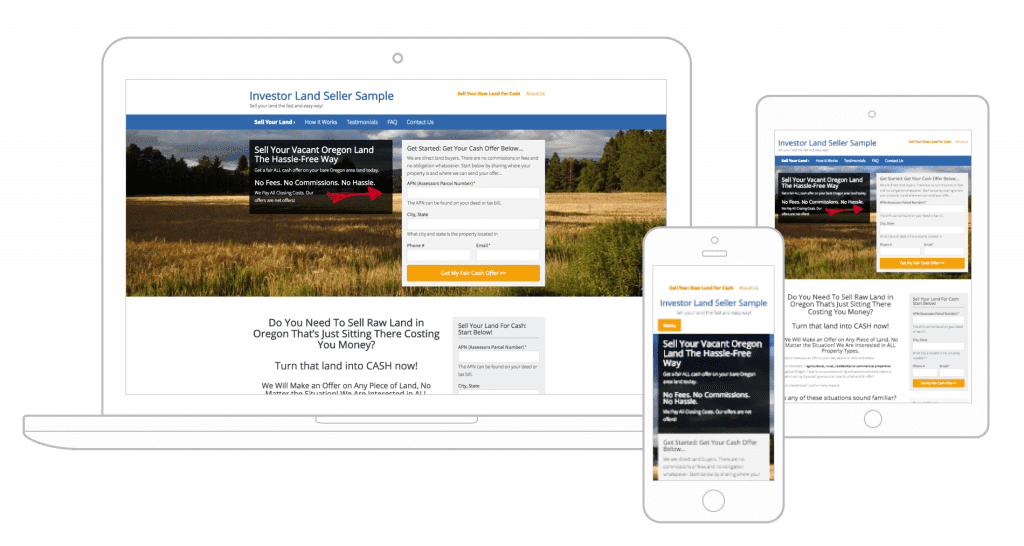 Carrot land seller template displayed on 3 mobile devices