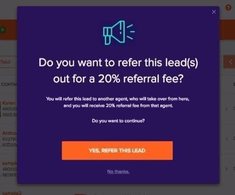 Screenshot of a BoldLeads referral page
