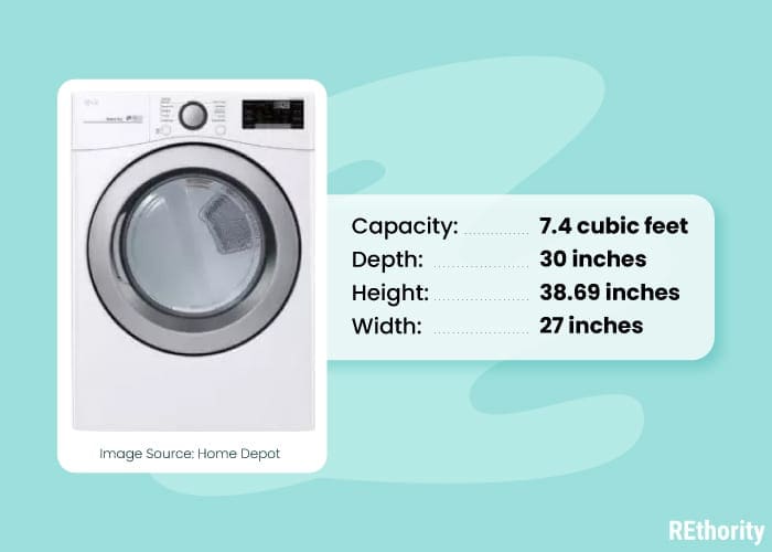 washer sizes cubic feet