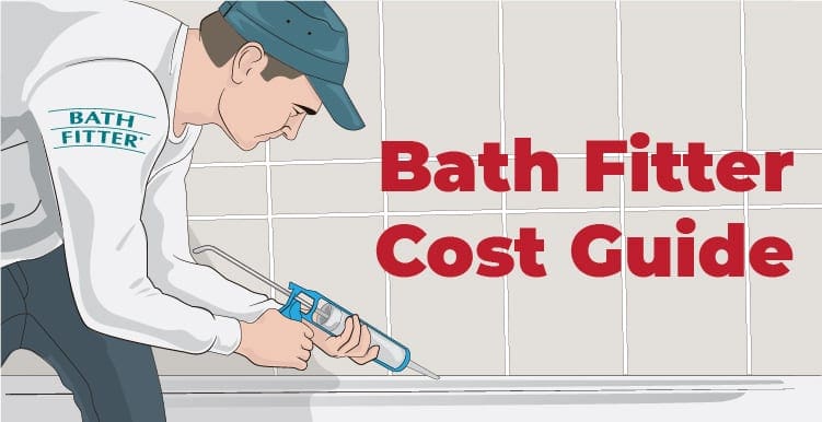 A man in a white Bath Fitter Shirt caulking a tub liner as an image for a piece on bath fitter cost
