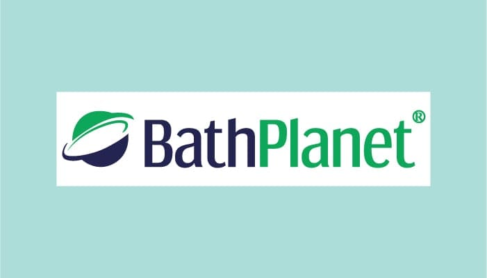 The bath planet logo illustrated against a green background