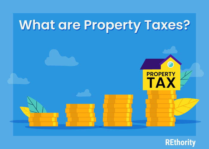 What are property taxes graphic featuring a house sitting on a stack of coins as an image for a piece on how to find tax-delinquent properties in your area