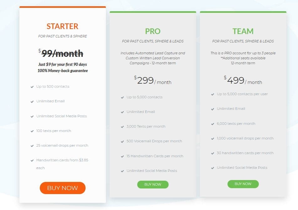 Happy Grasshopper pricing tables and features