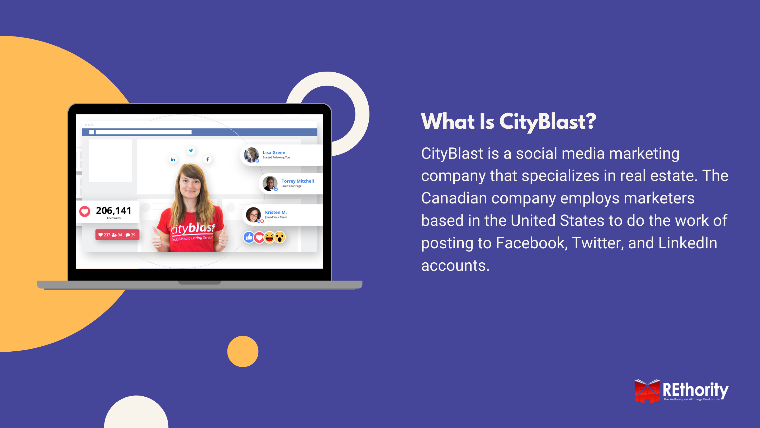 What Is CityBlast graphic with a photo of the company's graphic displayed on a laptop screen