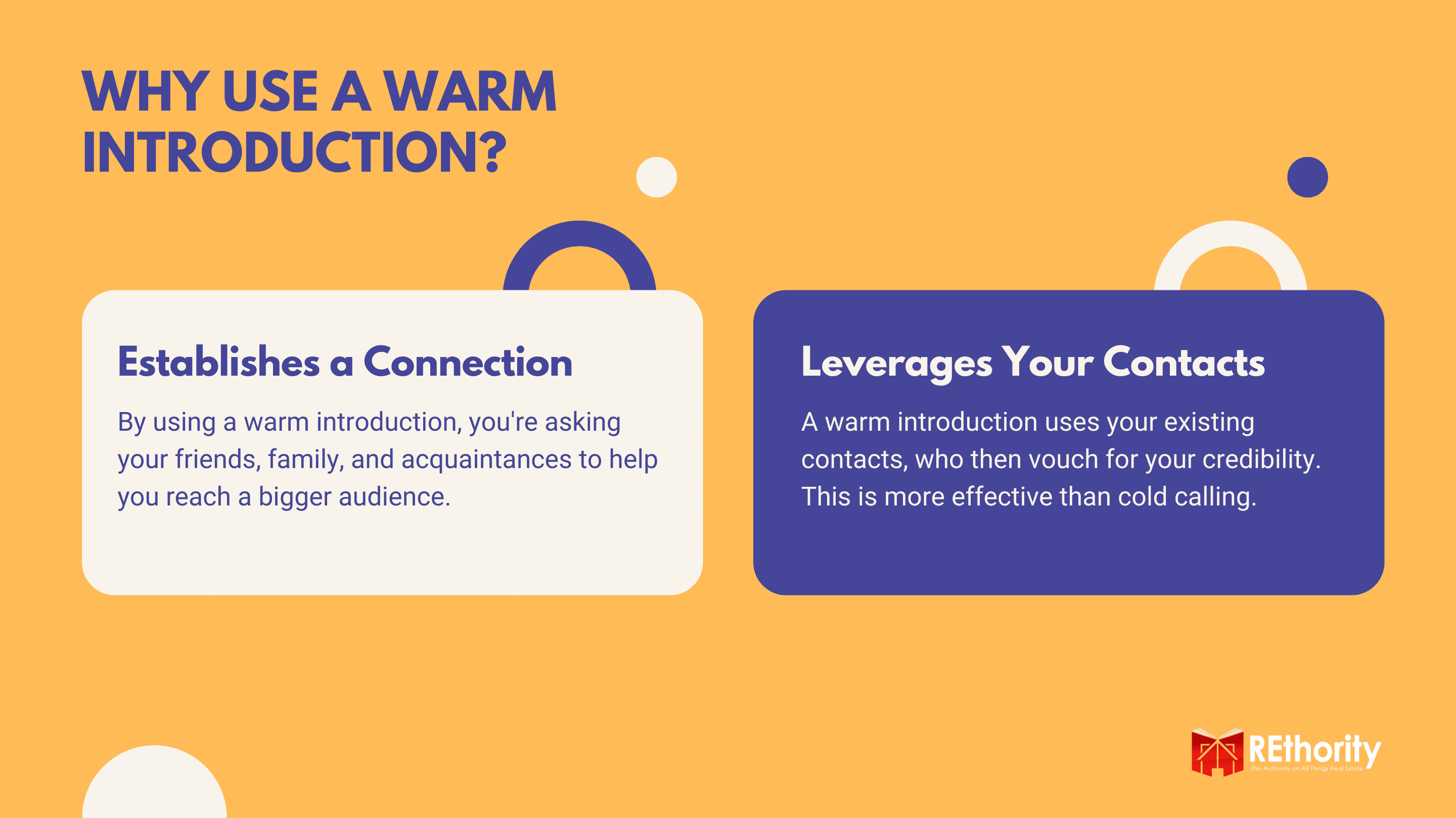 Why Use a Warm Introduction graphic explaining the two main reasons to use one.