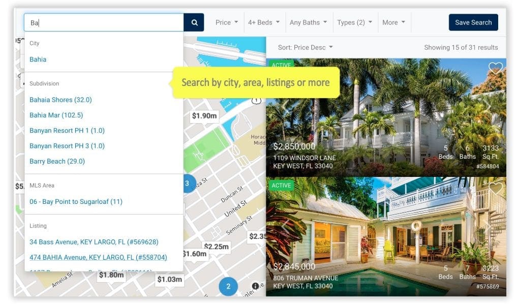 idx home finder including listings for key west florida in their idx search platform