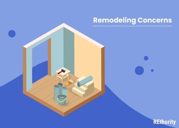 A nice looking graphic titled Remodeling Concerns and showing someone remodeling a house