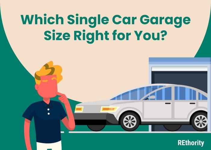 Guy in a shirt with a racoon-looking hairstyle pondering which single car garage size is right for him