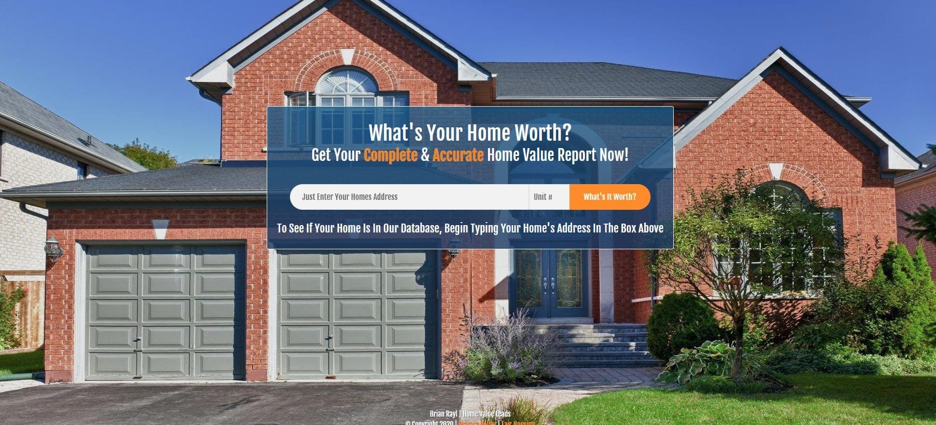 Home value leads landing page with a what's my home in Dalls worth graphic