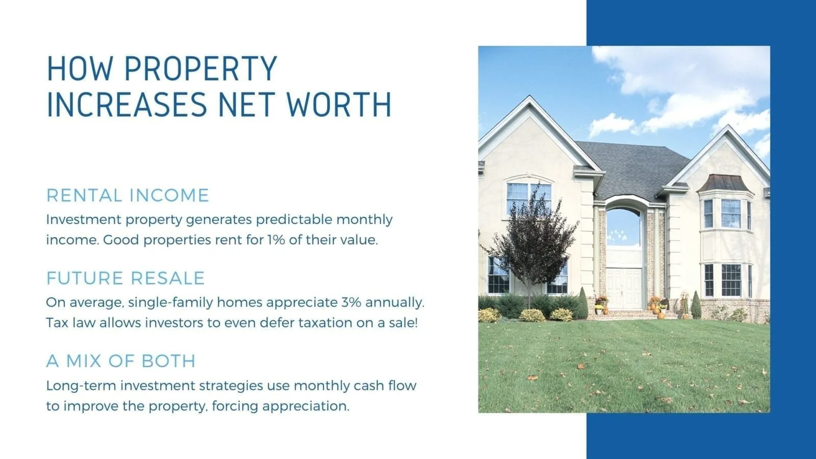Chart describing the benefits of investment property
