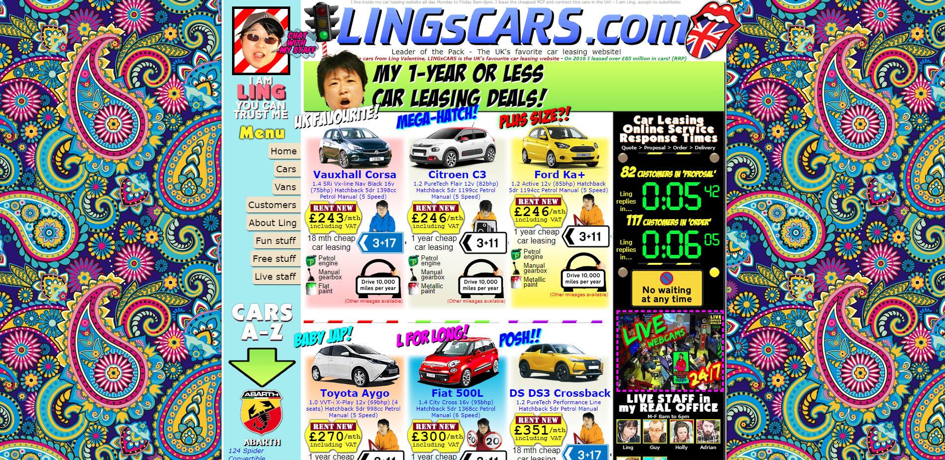 Screenshot of the Lingscars landing page