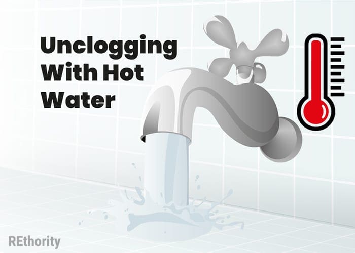 Image showing how to unclog a laundry drain with hot water