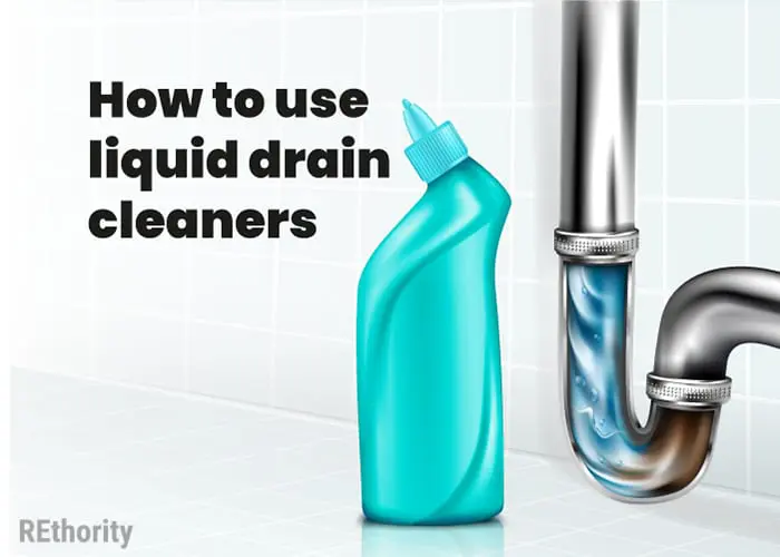 Graphic showing how to use liquid drain cleaners