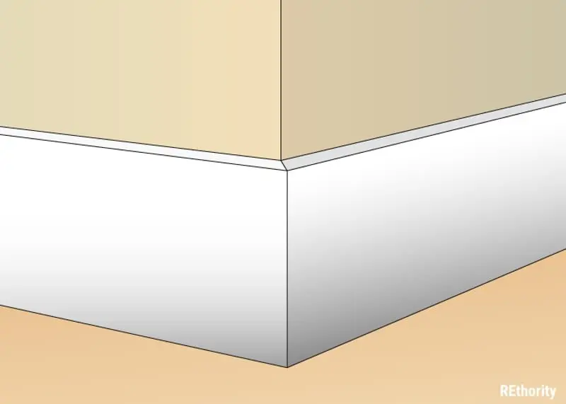 Flat baseboard style illustrated and also called apartment wall molding