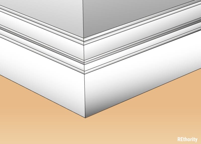 A mid-sculpted baseboard type illustrated against gray wall
