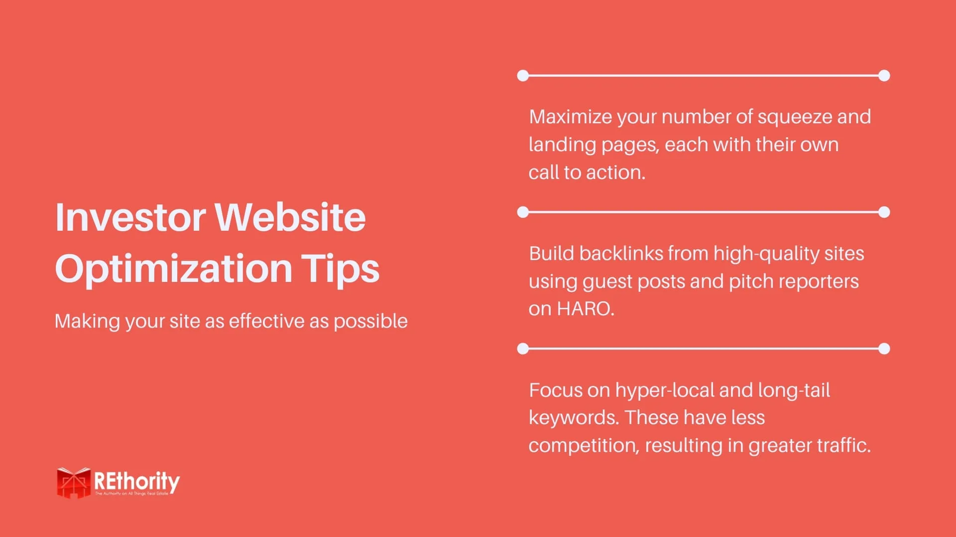 Real Estate Investor Website Optimization Tips