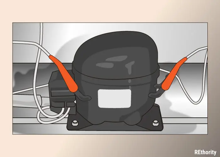 A broken refrigerator compressor illustrated as an image for a piece on a refrigerator clicking