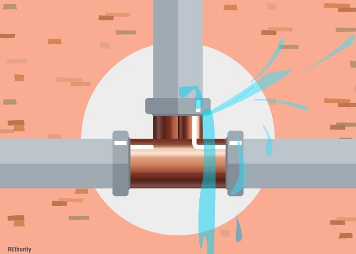 Pipe fittings causing a water heater to leak form the top illustrated