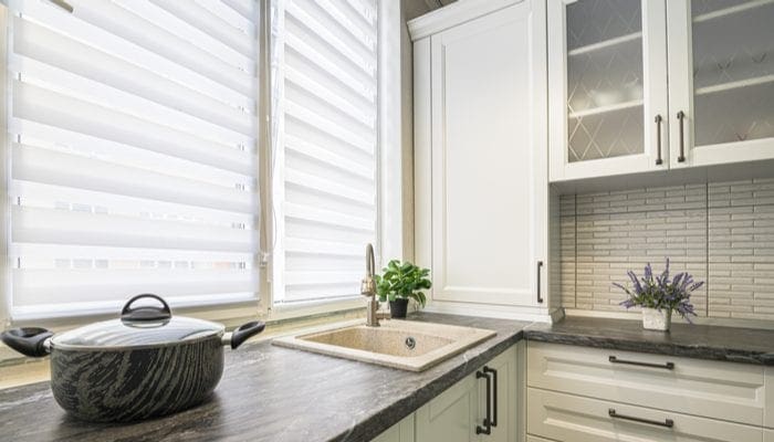 simple well designed modern white kitchen interior