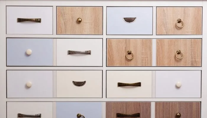 Colorful wooden textured drawers