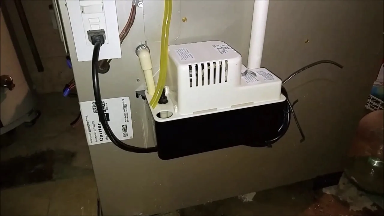 Condensate pump photo to help troubleshoot an air conditioner leaking water
