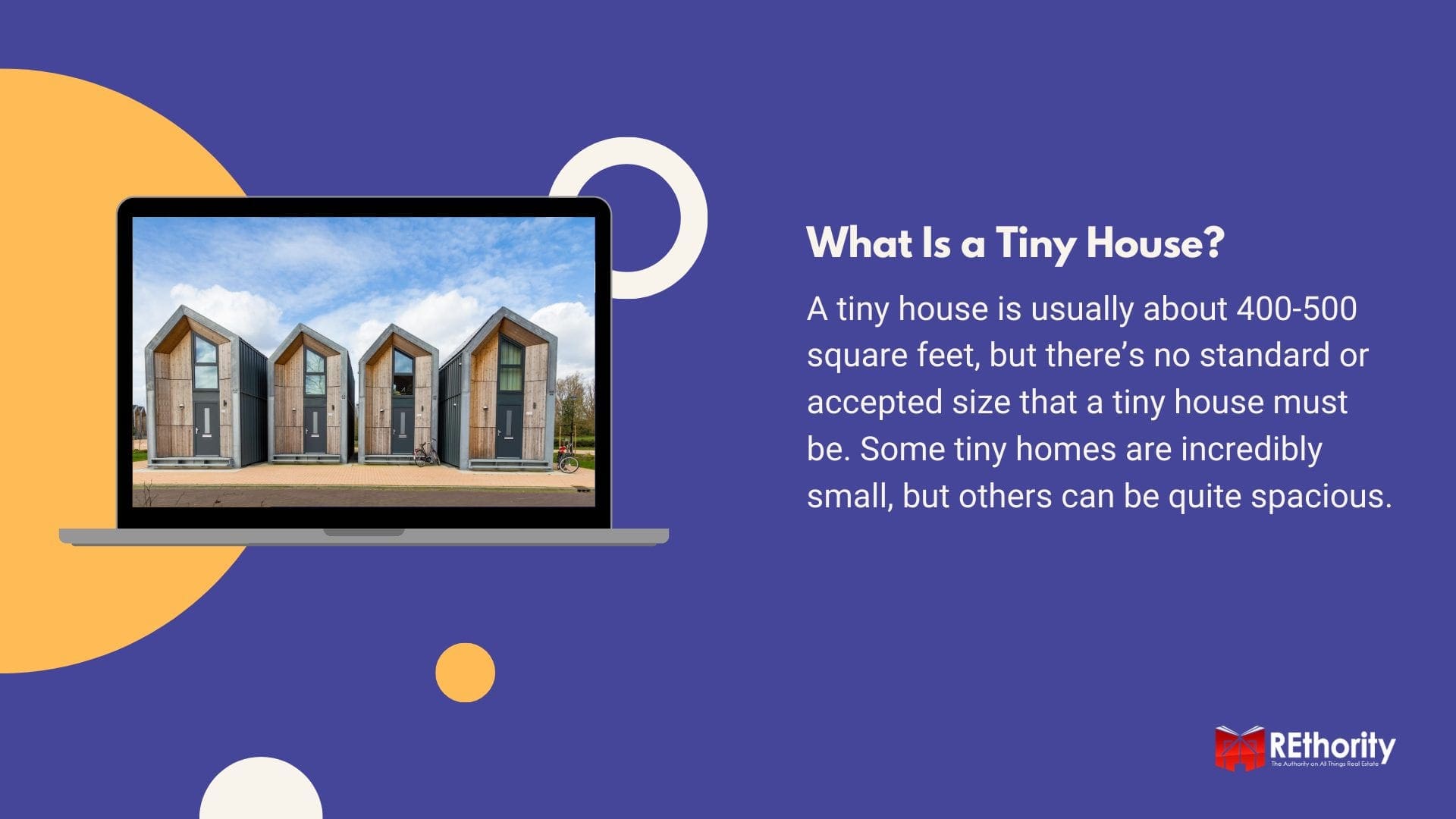 What Is a Tiny House graphic explaining what this concept is and how sizes vary