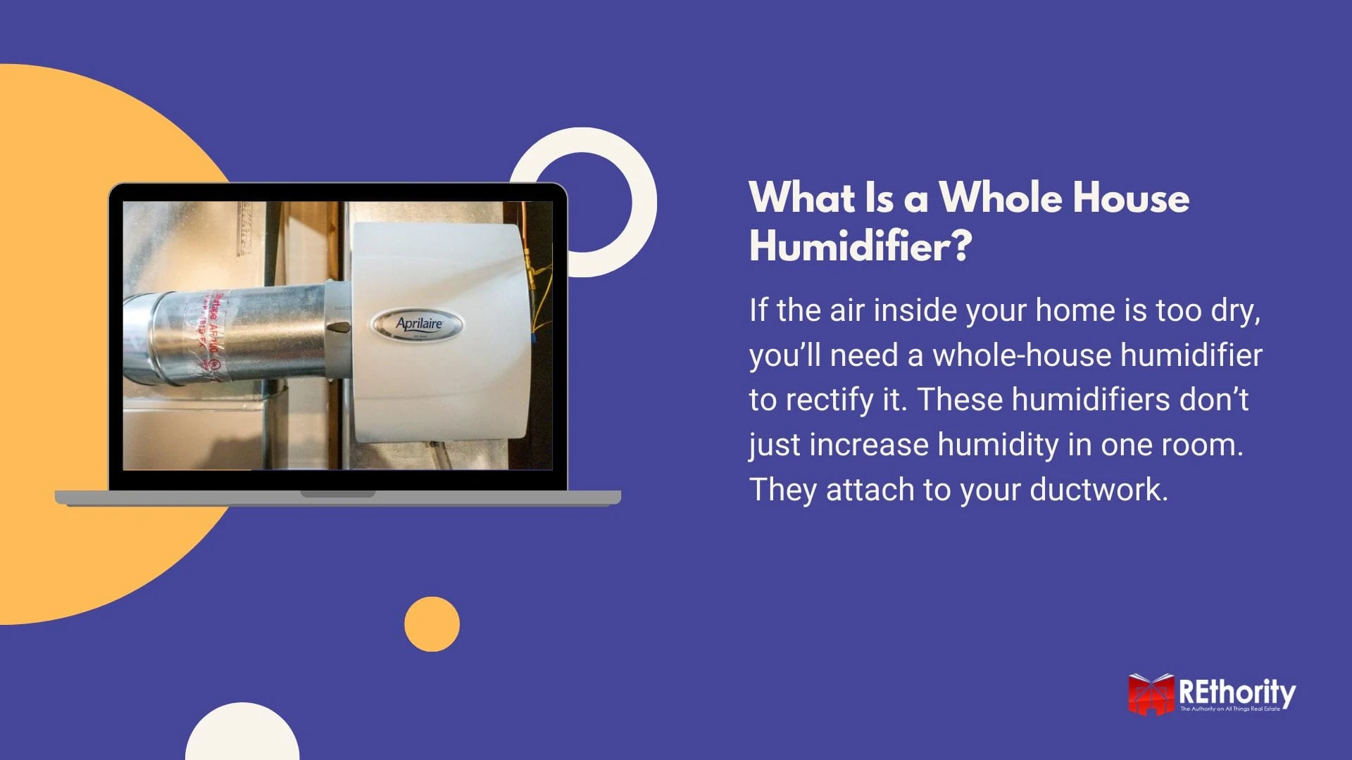 What is a whole house humidifier graphic featuring a unit on the ductwork