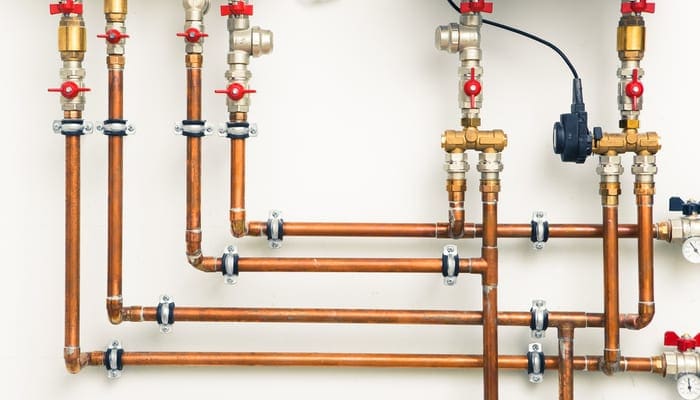 copper pipes in boiler-room