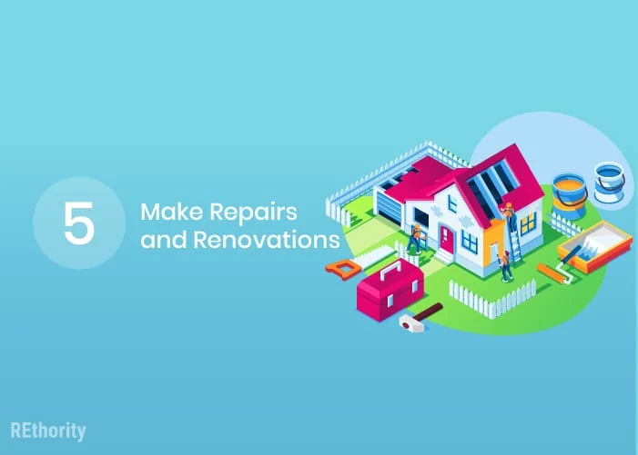 Graphic symbolizing the repairs and renovations you have to make when flipping a house