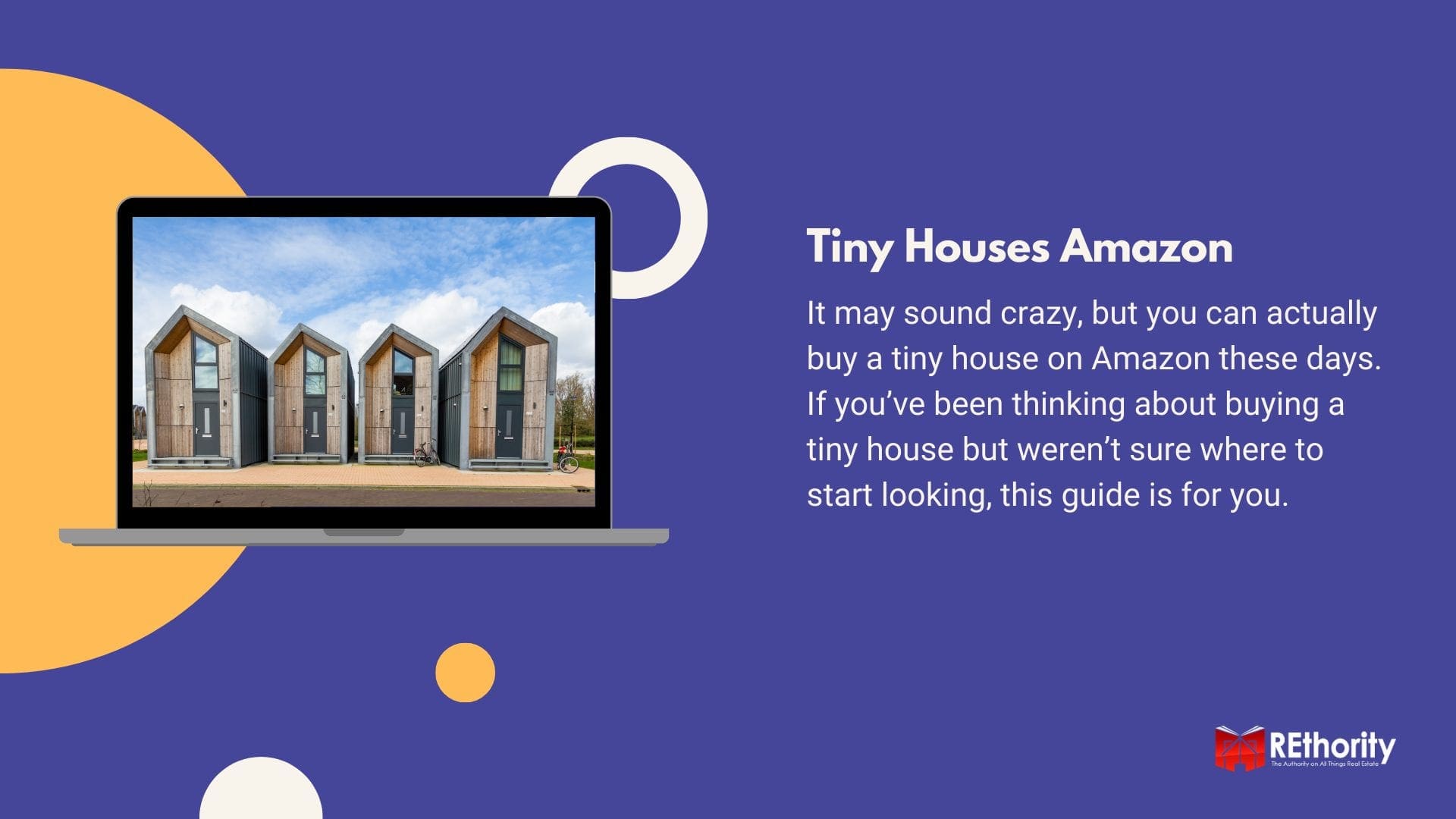Tiny houses available on Amazon featuring a bunch of modular homes displayed on a laptop