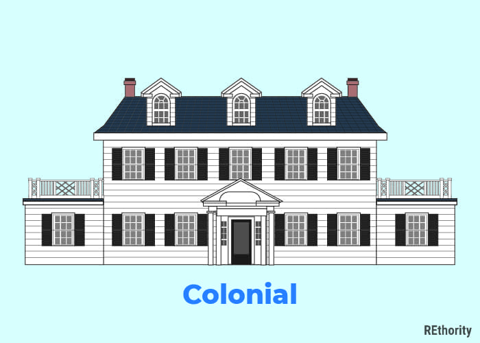Colonial home drawn in vector imaging