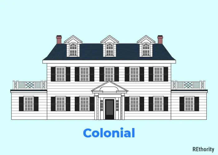 Colonial home drawn in vector imaging
