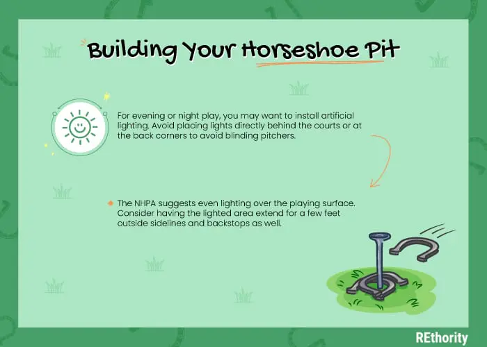 The final steps in building a regulation dimension horseshoe pit