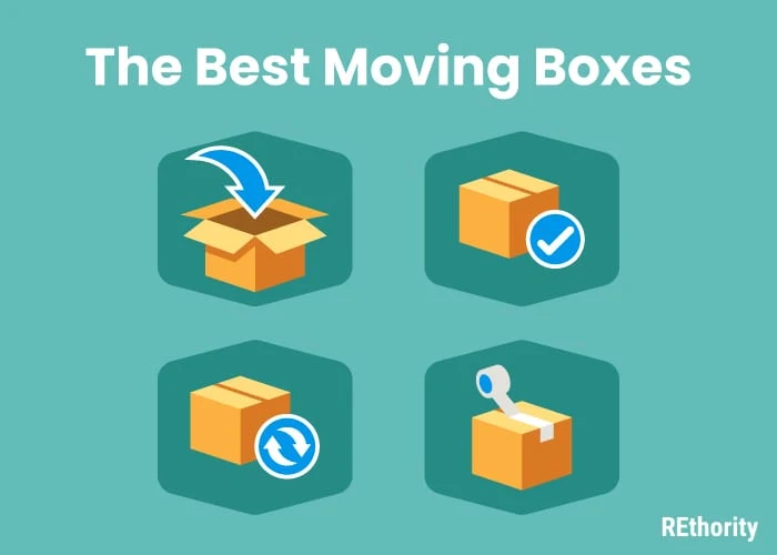 Vector image of a number of features that good moving boxes include