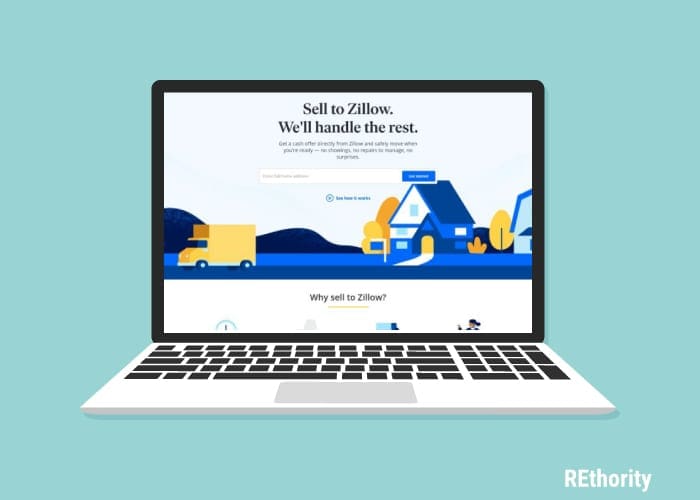 a Zillow Offers home page screenshot displayed on a laptop