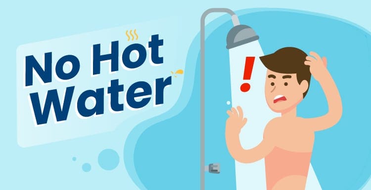 Image of a man with no hot water panicking because he is taking a cold shower
