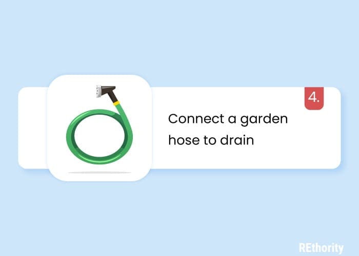 Image showing a garden hose next to the step instructing the reader to do this