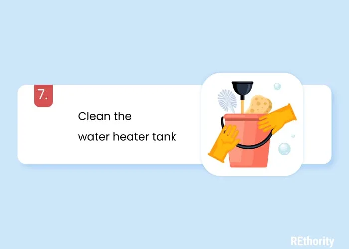 Graphic showing you how to clean a water heater tank