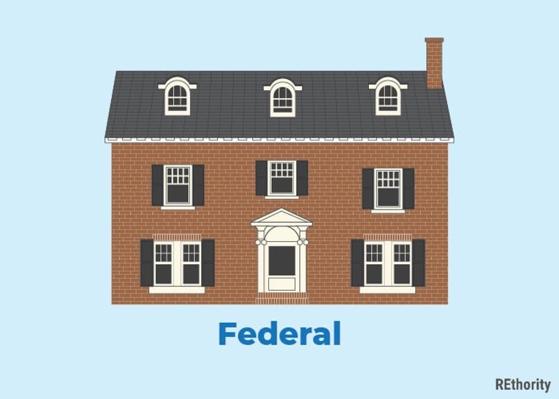 Federal house style illustrated against a blue background
