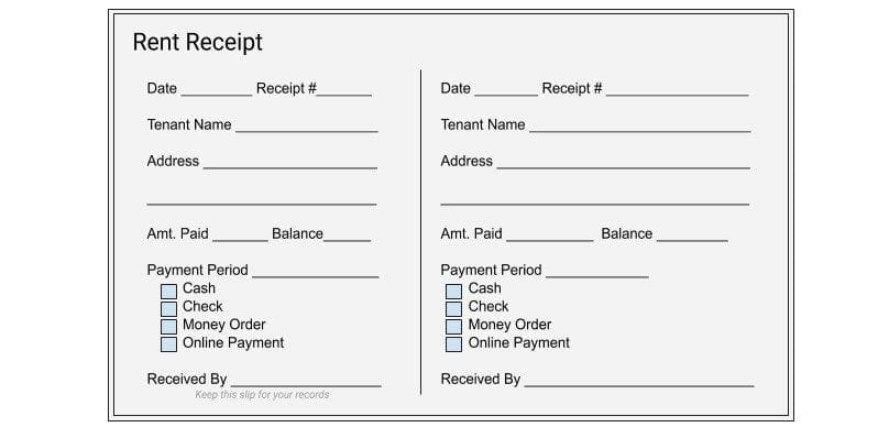 Free rent receipt template