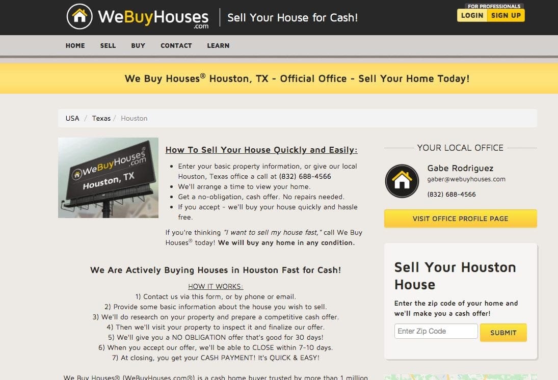We buy houses houston dot com website